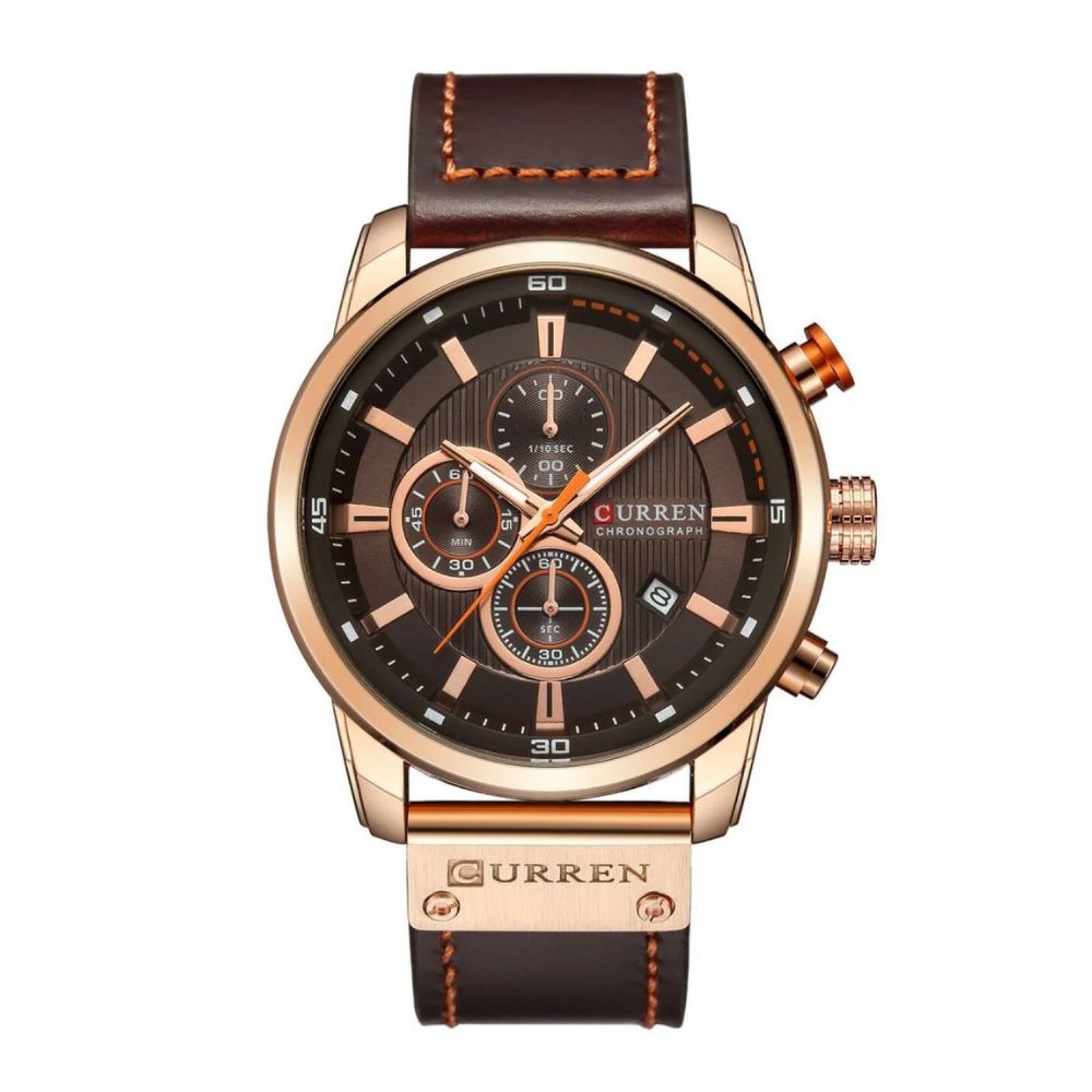 Curren Apex KREB942012 | Reloj Analógico presencia que se nota · Marrón / Dorado