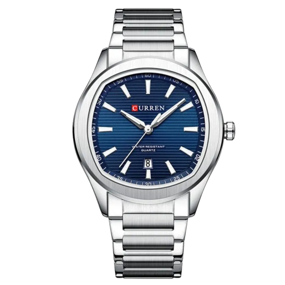 Curren Aura KREE4105 | Reloj Analógico presencia que se nota · Plateado / Azul