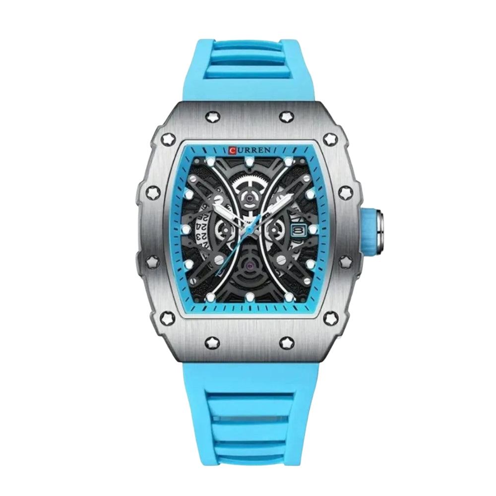 Curren Núcleo KRED8001 | Reloj Analógico equilibrio entre forma y actitud · Celeste / Plateado