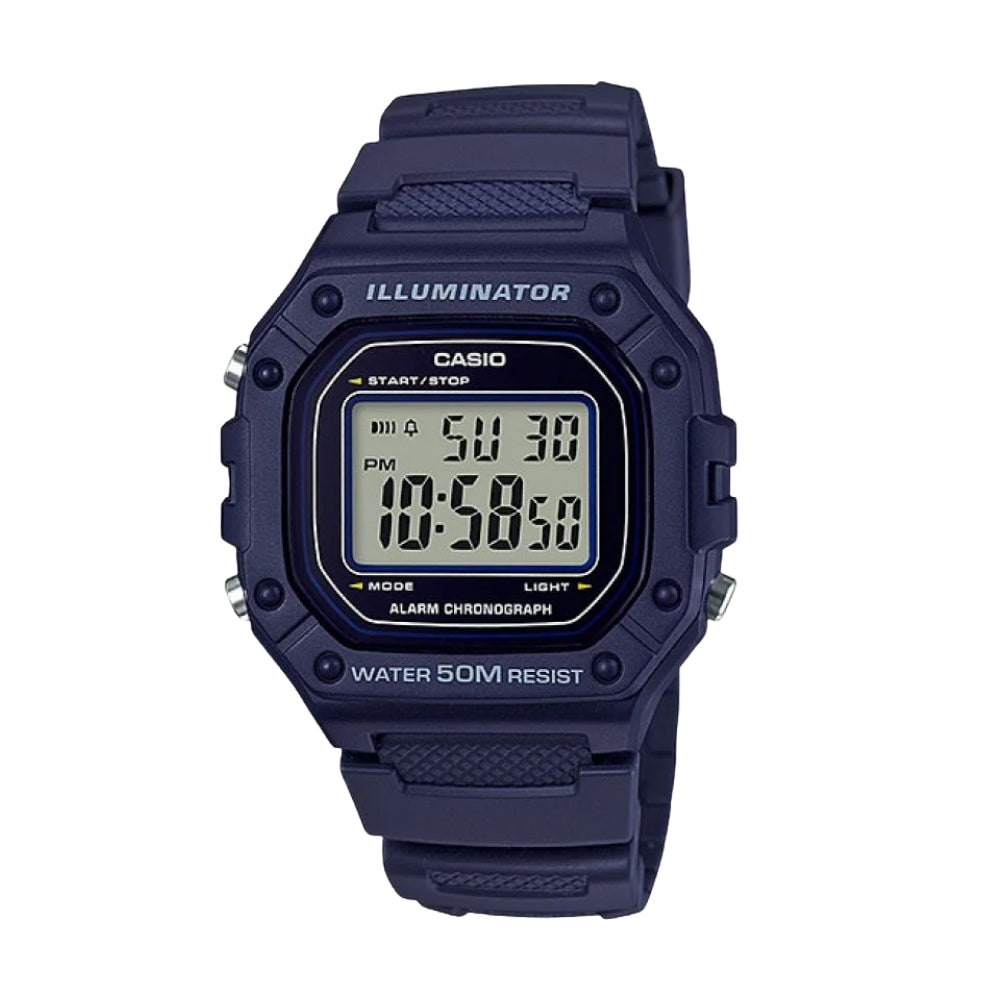 Casio Ícono W_218H_2AV | Reloj Digital energía para tu jornada · Azul