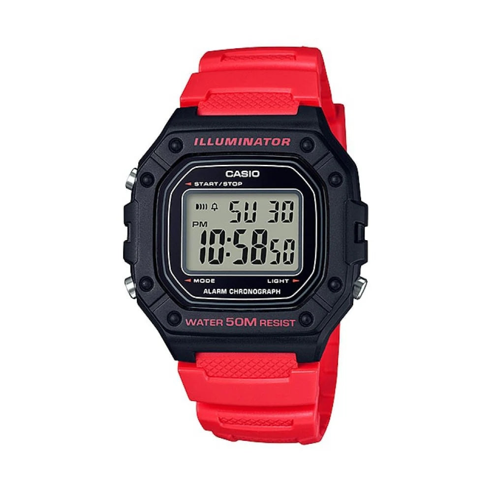Casio Tempo W_218H_4BV | Reloj Digital estilo listo para cada día · Rojo