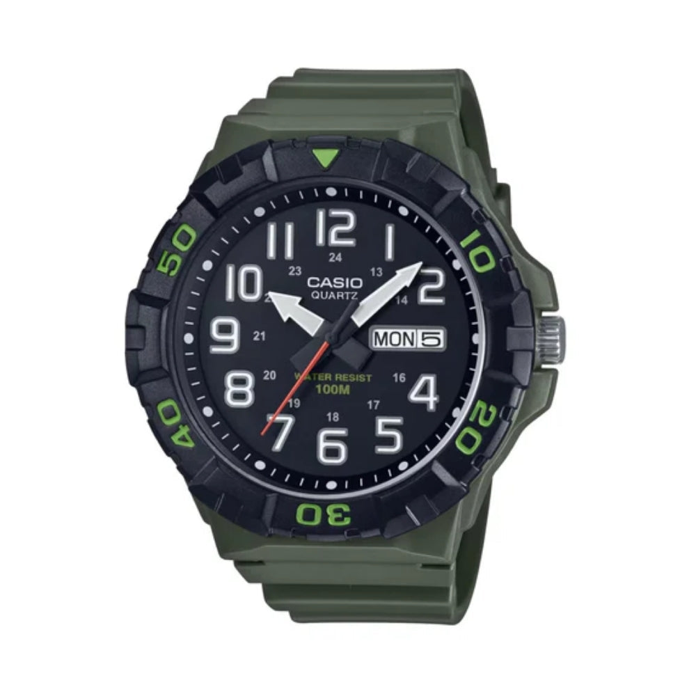 Casio Brío MRW210H-3AVDF | Reloj Analógico energía para tu jornada · Verde