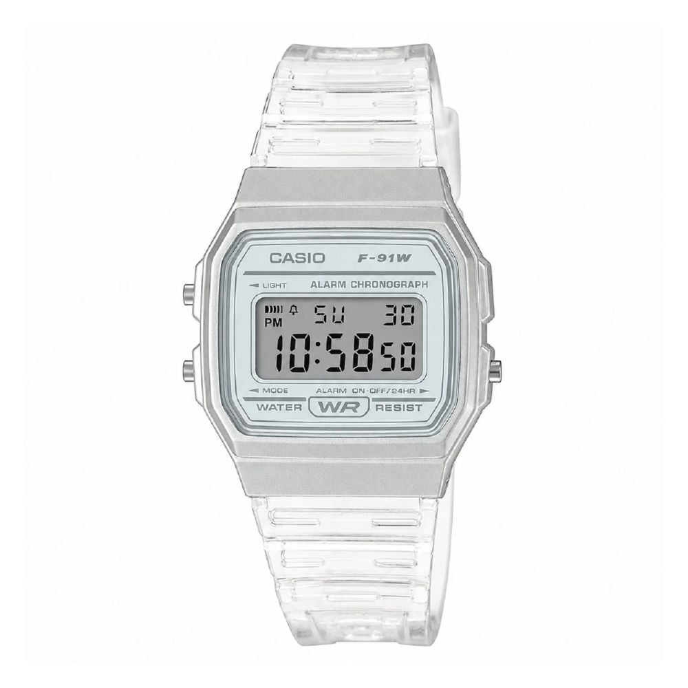 Casio Impulso F-91WB-7ADF | Reloj Digital un acento de diseño · Blanco