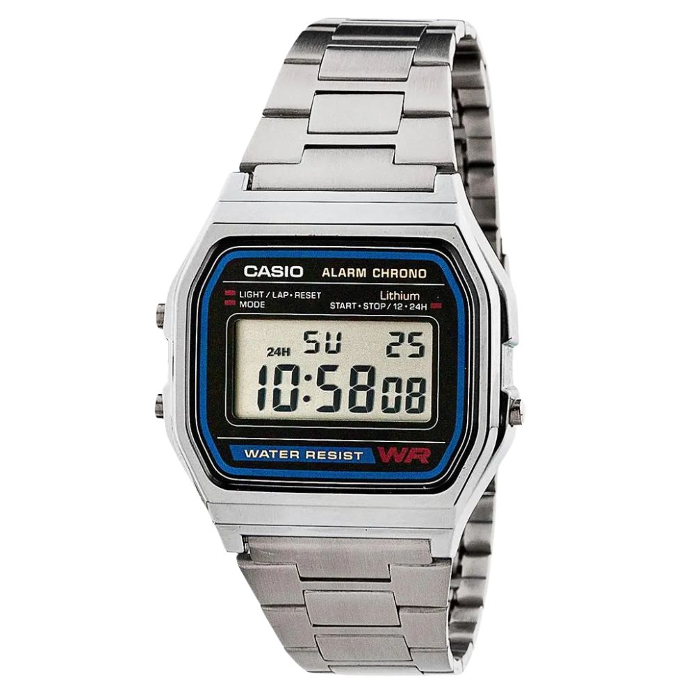 Casio Pulsar A_158WA_1 | Reloj Digital un acento de diseño · Plateado Y Negro