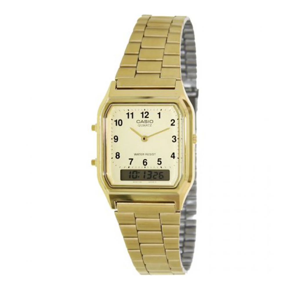 Casio Monarca AQ_230GA_9B | Reloj Híbrido detalle que eleva tu look · Dorado