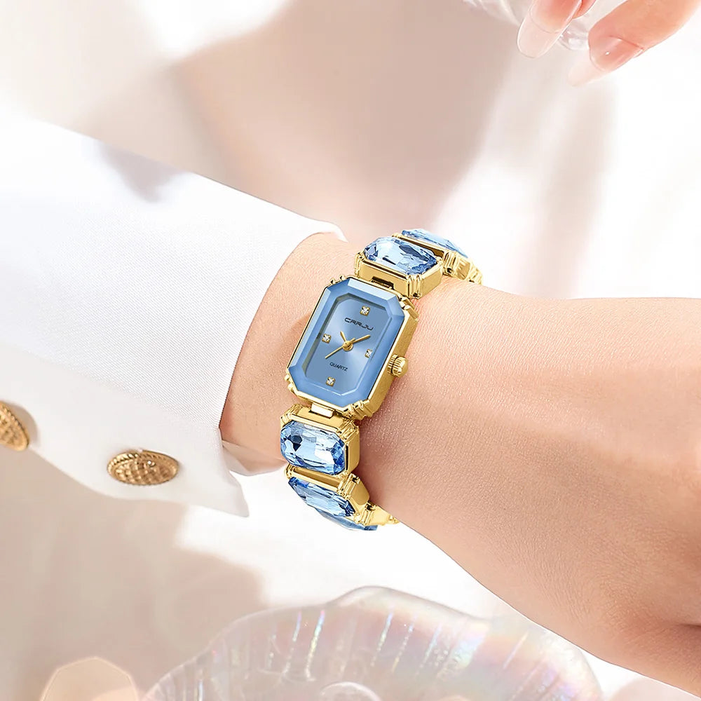 Reloj Elegante Cuadrado CRRJU con Caja de Regalo