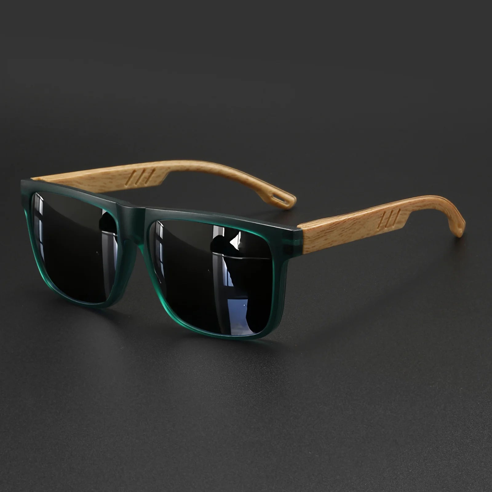 Gafas de Sol Cuadradas con Acabado Tono Madera UV400