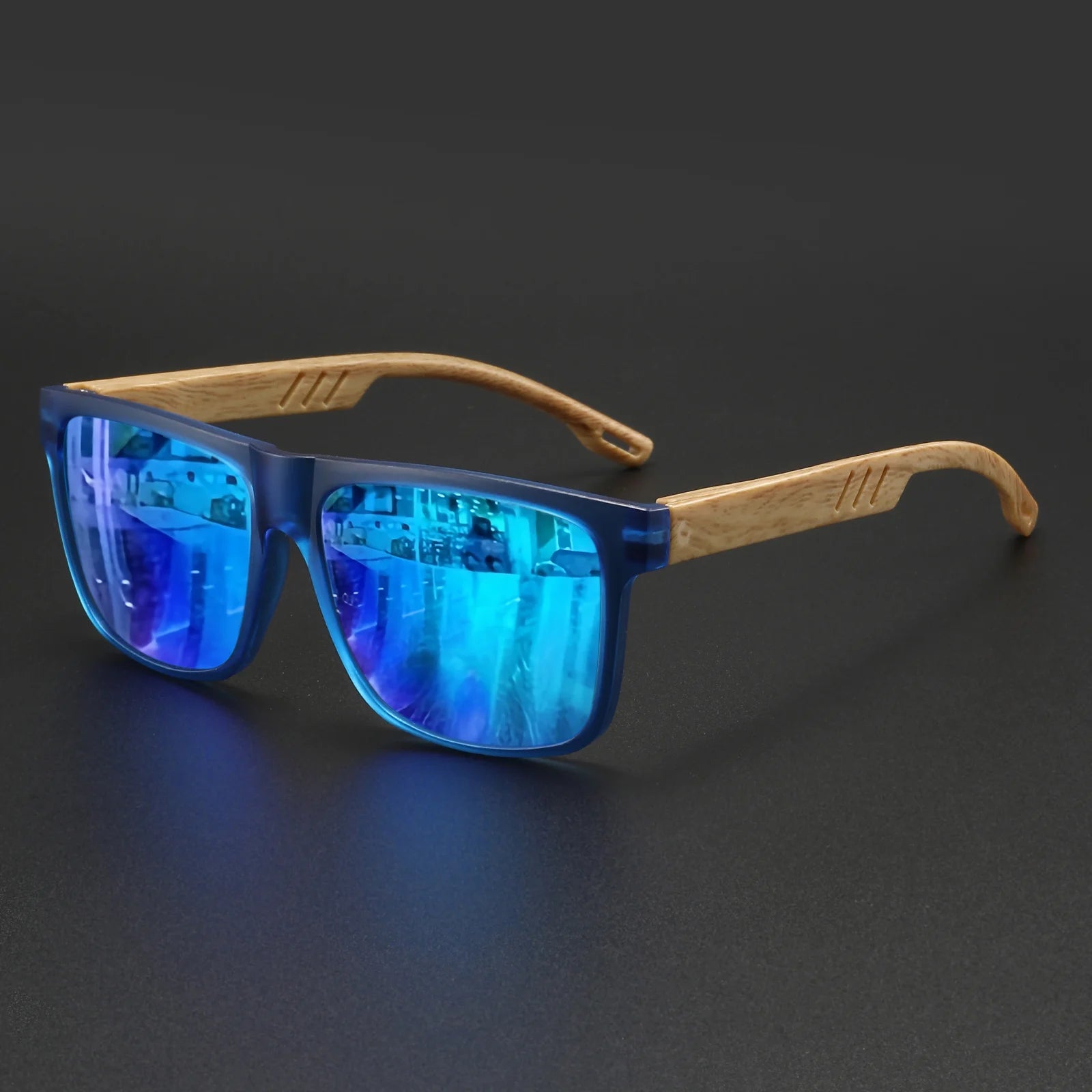 Gafas de Sol Cuadradas con Acabado Tono Madera UV400