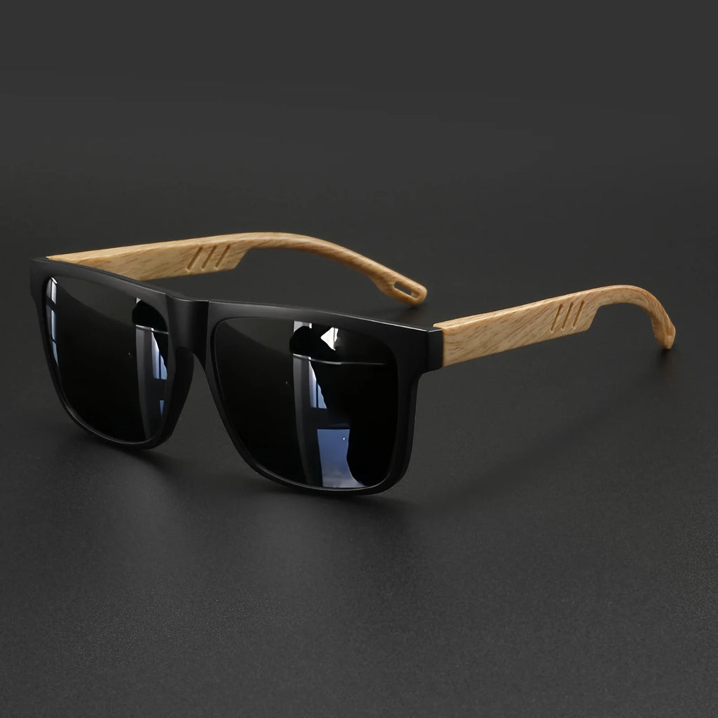 Gafas de Sol Cuadradas con Acabado Tono Madera UV400