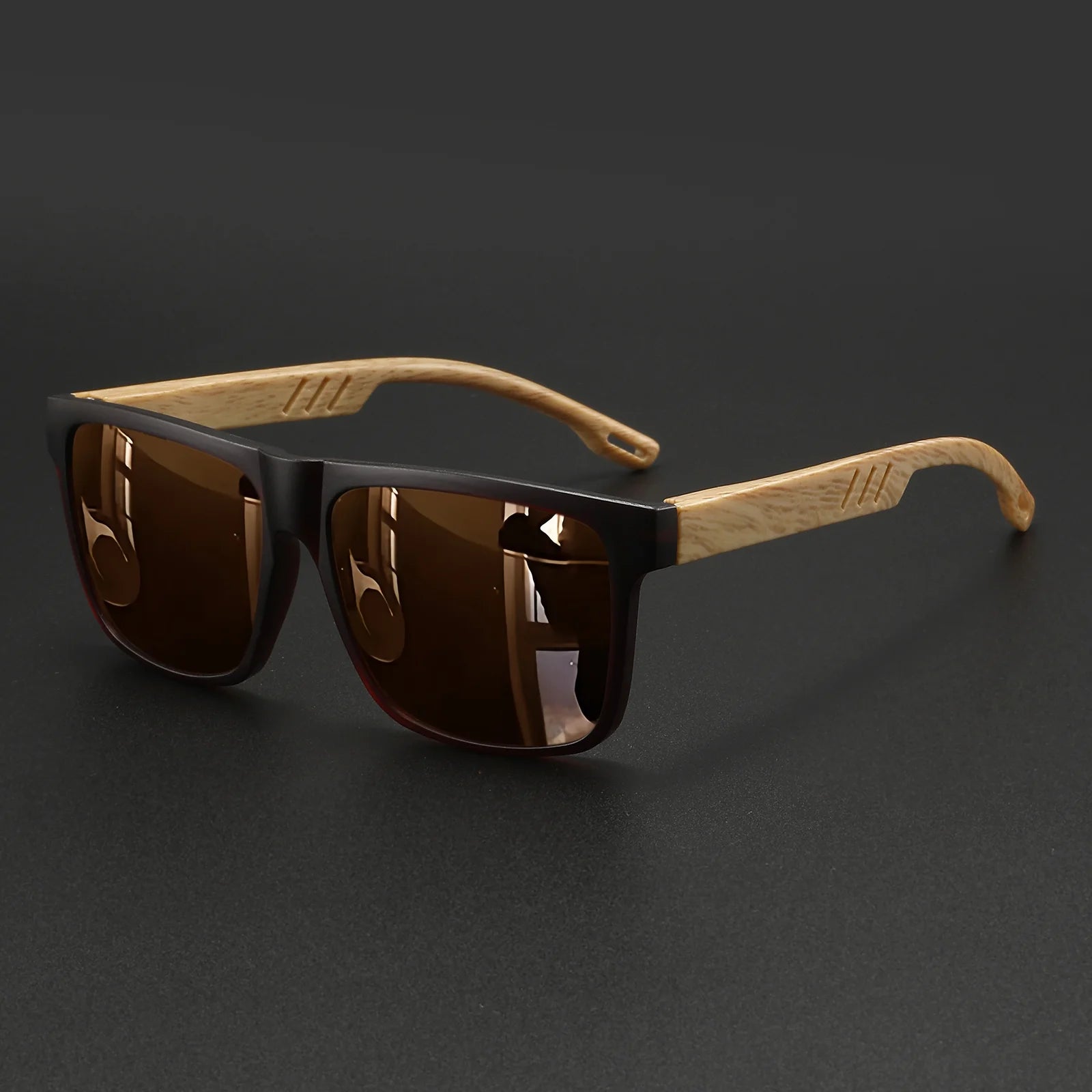 Gafas de Sol Cuadradas con Acabado Tono Madera UV400
