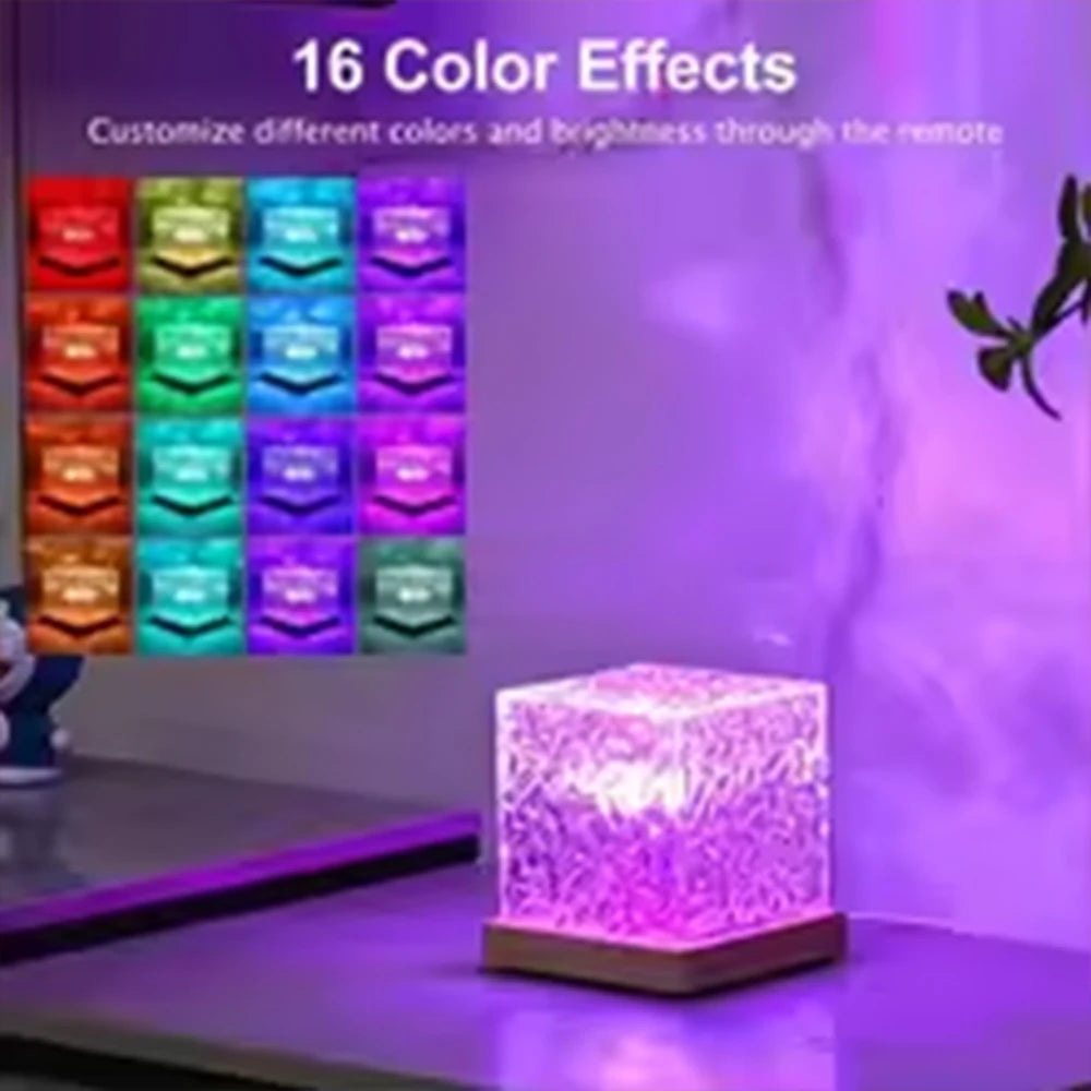 HOMEFISH RGB 16 Colors Night Light with Remote Ocean Wave Aurora Projector Rechargeable Table Lamp for Home Bedroom Decor