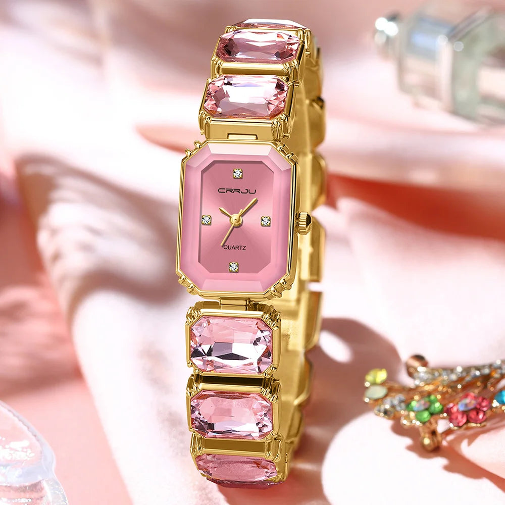 Reloj Elegante Cuadrado CRRJU con Caja de Regalo