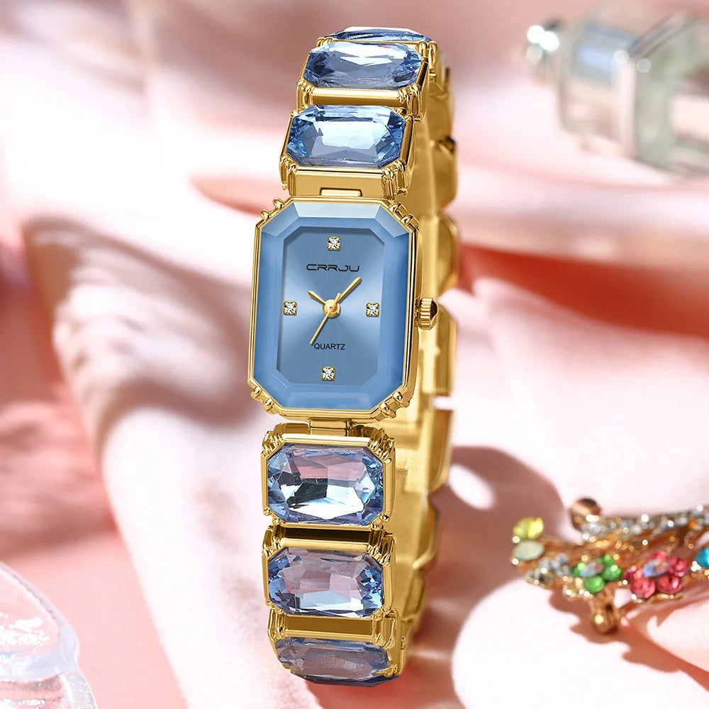 Reloj Elegante Cuadrado CRRJU con Caja de Regalo