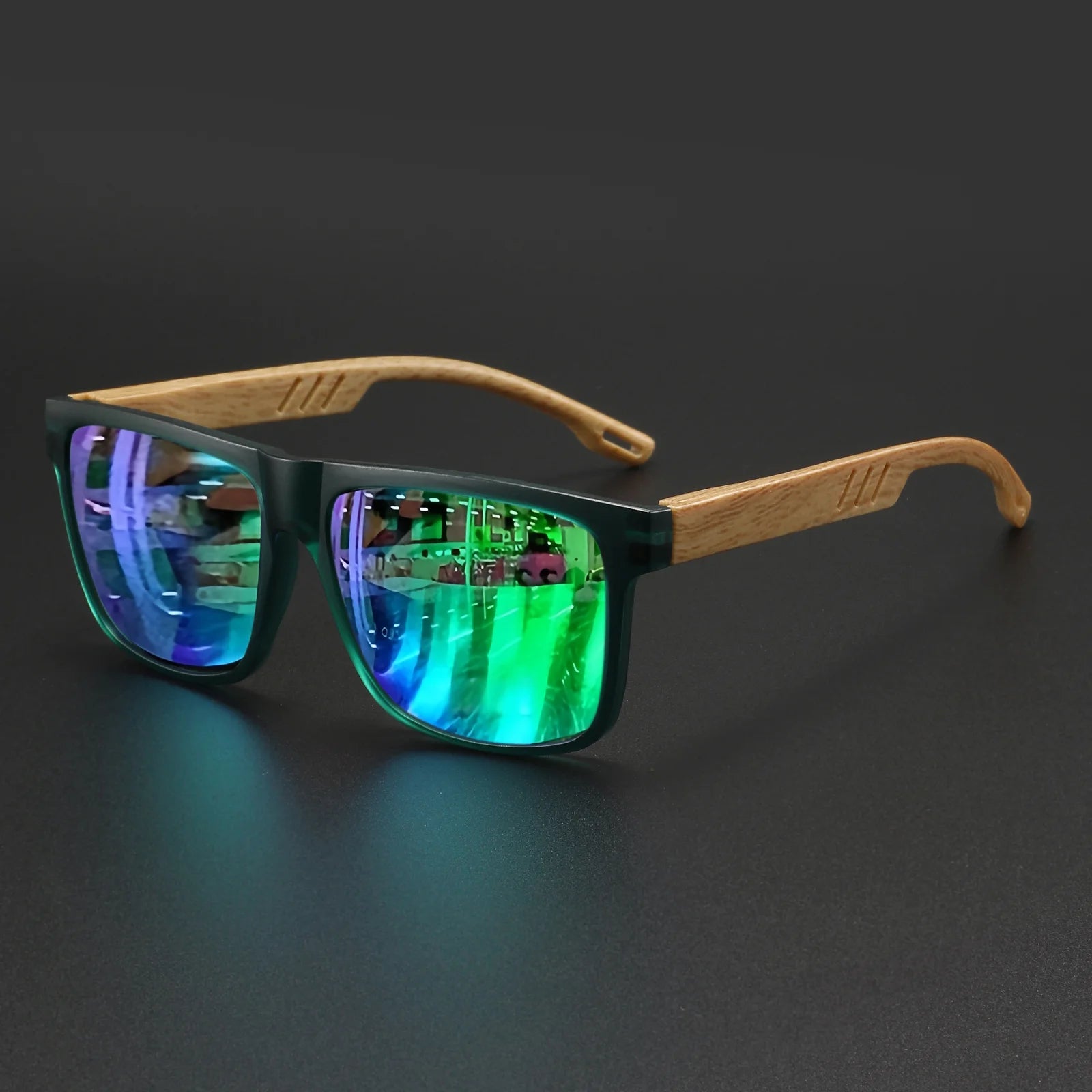 Gafas de Sol Cuadradas con Acabado Tono Madera UV400