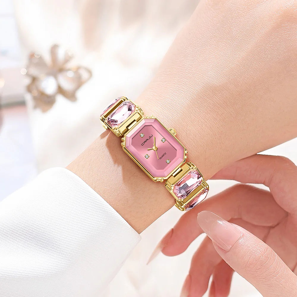 Reloj Elegante Cuadrado CRRJU con Caja de Regalo
